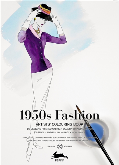 Artists' colouring book. 1950's fashion. Livret de coloriage artistes. 1950's fashion. Künstler-Malbuch. 1950's fashion