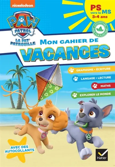Mon cahier de vacances Pat' Patrouille PS vers la MS, 3-4 ans