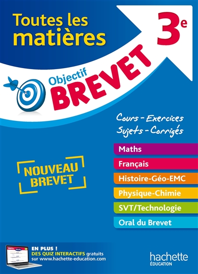 Toutes les matières 3e : cours, exercices, sujets, corrigés