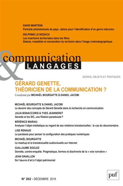 Communication & langages, n° 202. Gérard Genette, théoricien de la communication ?