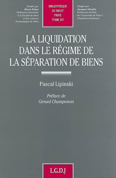 La liquidation dans le régime de la séparation de biens