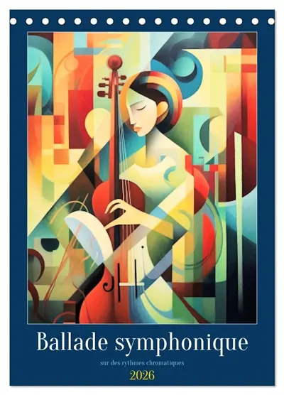 Ballade symphonique (Calendrier de bureau 2026 DIN A5 horizontal), CALVENDO calendrier mensuel : Laissez-vous tenter par une expérience sensorielle incomparable où la musique et la peinture s'unissent pour créer une symphonie visuelle inoubliable.