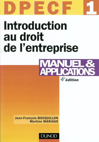 Introduction au droit de l'entreprise, DPECF n° 1