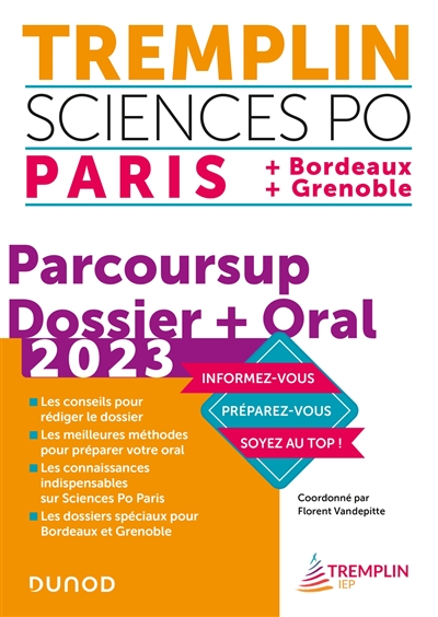 Tremplin Sciences Po 2023 : Parcoursup, dossier + oral : Paris + Bordeaux + Grenoble