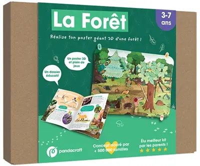 La Forêt : Kit Pandacraft 3-7 ans : Réalise ton poster géant 3D d'une forêt !