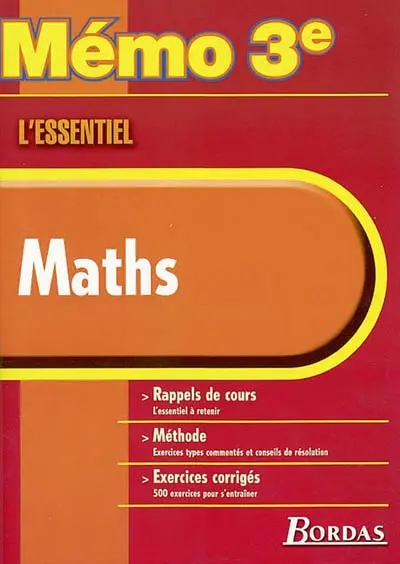 Maths : rappels de cours, méthode, exercices corrigés
