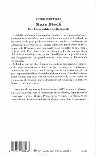 Marc Bloch : une biographie intellectuelle