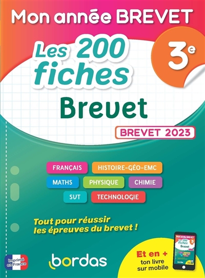 Les 200 fiches brevet 3e