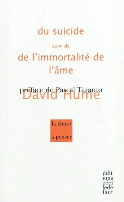 Du suicide. L'immortalité de l'âme