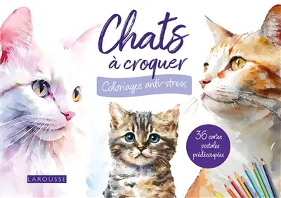 Chats à croquer : coloriages anti-stress : 36 cartes postales prédécoupées