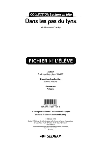 Dans les pas du lynx, Guillemette Comby : fichier de l'élève