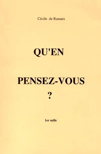 Qu'en pensez-vous ?