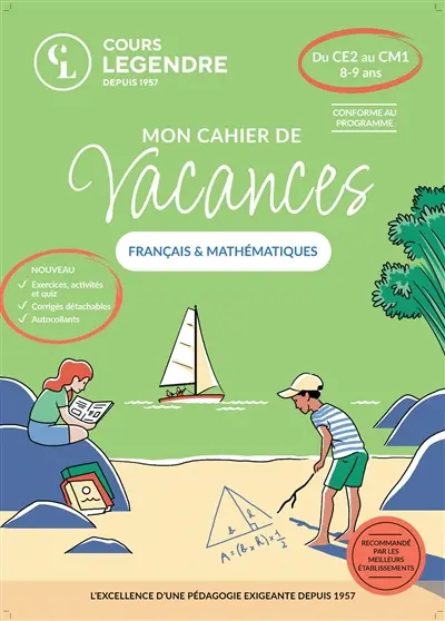 Mon cahier de vacances français & mathématiques : du CE2 au CM1, 8-9 ans