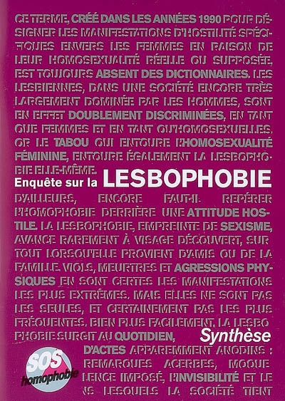 Enquête sur la lesbophobie : synthèse