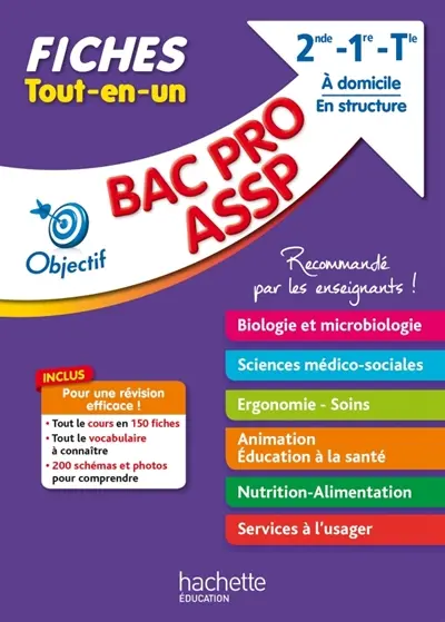 Bac pro ASSP, à domicile, en structure, 2de, 1re, terminale : fiches tout-en-un