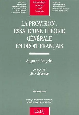 La provision : essai d'une théorie générale en droit français