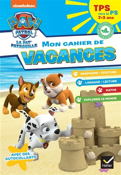 Mon cahier de vacances Pat' Patrouille TPS vers la PS, 2-3 ans