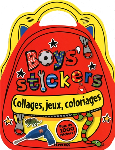Boys' stickers : collages, jeux, coloriages