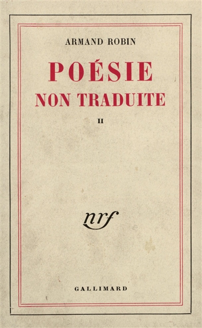 poésie non traduite. Vol. 2