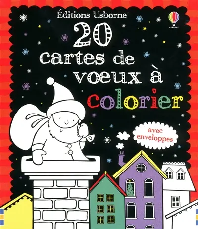 20 cartes de voeux à colorier : avec enveloppes