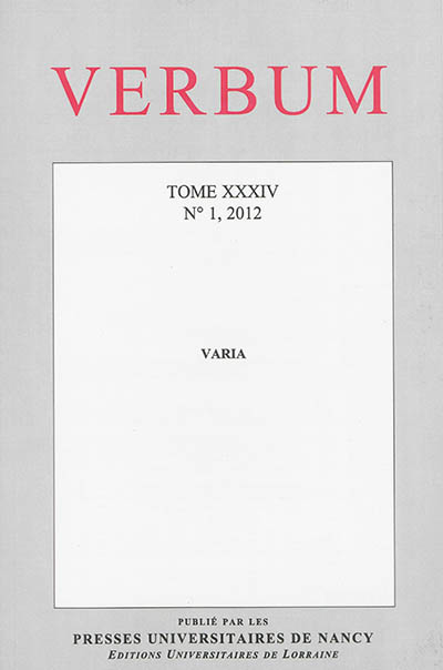 Verbum, n° 1 (2012). Varia