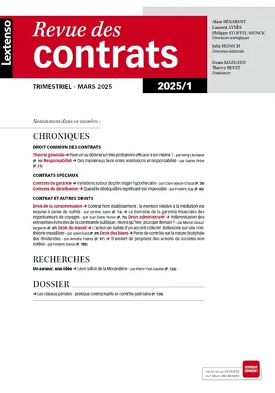 Revue des contrats, n° 1 (2025) Revue des contrats, n° 1 (2025)