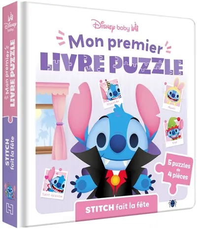 Stitch fait la fête : 5 puzzles de 4 pièces