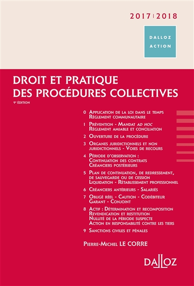 Droit et pratique des procédures collectives 2017-2018