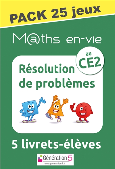 M@ths en vie, résolution de problèmes au CE2 : 5 livrets-élèves : pack 25 jeux