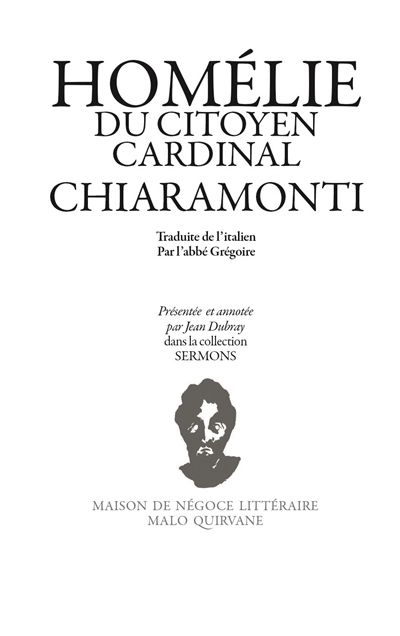 Homélie du citoyen cardinal Chiaramonti, évêque d'Imola, actuellement souverain pontife Pie VII, adressée au peuple de son diocèse, dans la république cisalpine, le jour de la naissance de Jésus-Christ, l'an 1797