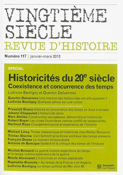 Vingtième siècle, n° 117. Historicités du 20e siècle : coexistence et concurrence des temps