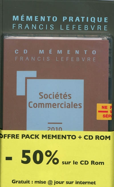 Pack sociétés commerciales 2010 : mémento + CD-ROM + mise à jour Internet