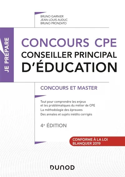 Concours CPE, conseiller principal d'éducation : concours et master