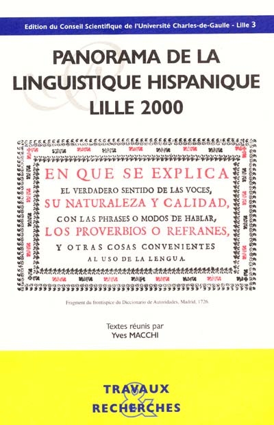 Panorama de la linguistique hispanique, Lille, 2000