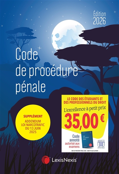 Code de procédure pénale 2026 : jaquette blue elephant