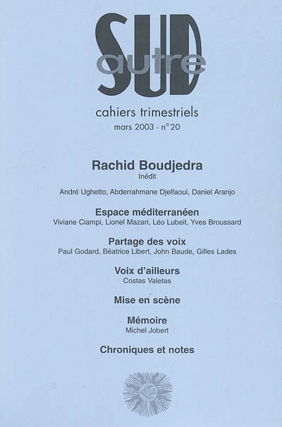 Autre Sud, n° 20. Rachid Boudjedra