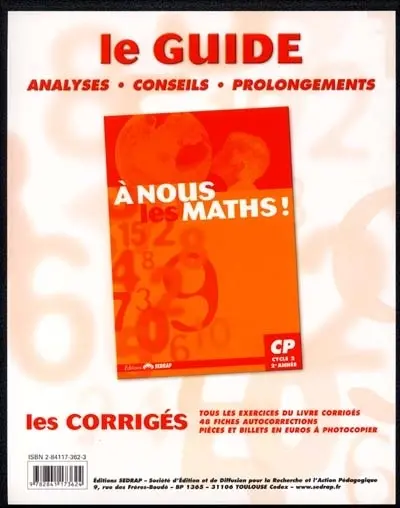 A nous les maths ! CP, cycle 2, 2e année : classeur-guide : livre du maître