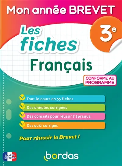 Les fiches français 3e : conforme au programme