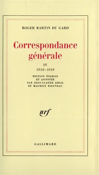 Correspondance générale. Vol. 4. 1926-1929