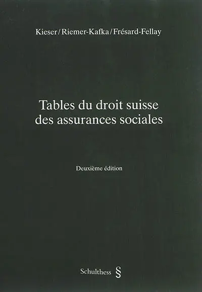 Tables du droit suisse des assurances sociales