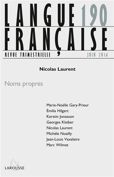 Langue française, n° 190. Noms propres