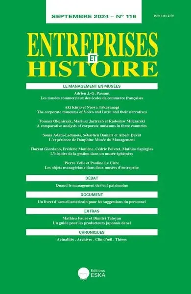 Entreprises et histoire, n° 116. Le management en musées