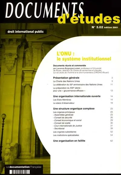 L'ONU : le système institutionnel