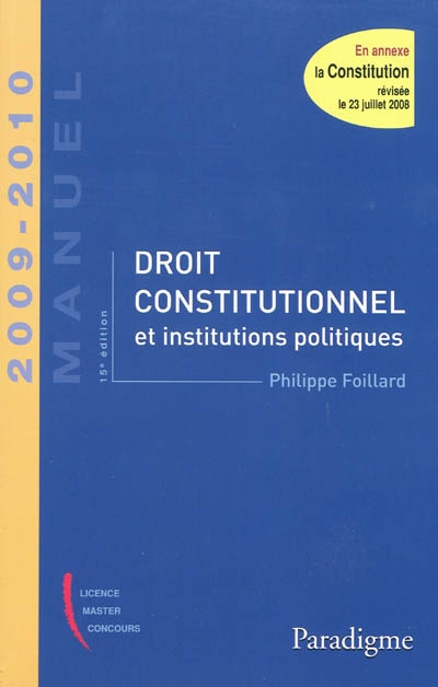Droit constitutionnel et institutions politiques : 2009-2010