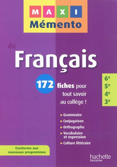 Maxi mémento de français 6e, 5e, 4e, 3e