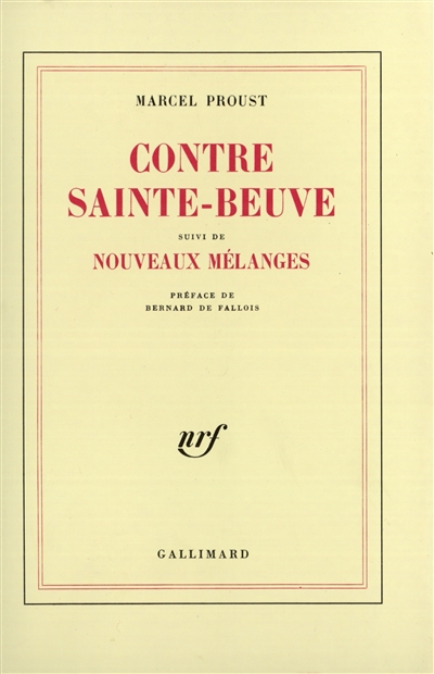 contre sainte-beuve. nouveaux mélanges