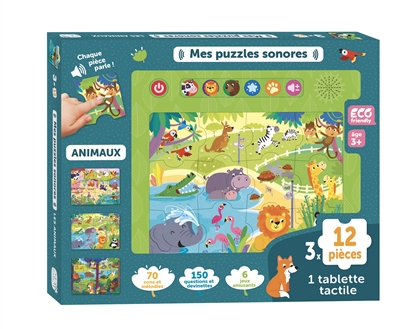 animaux : 70 sons et mélodies, 75 questions et devinettes, 6 jeux amusants : chaque pièce parle !