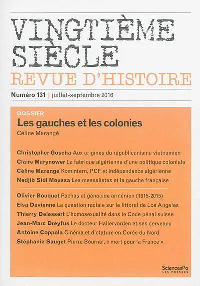 Vingtième siècle, n° 131. Les gauches et les colonies