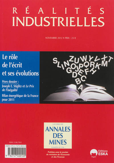 réalités industrielles, n° novembre 2012. le rôle de l'écrit et ses évolutions