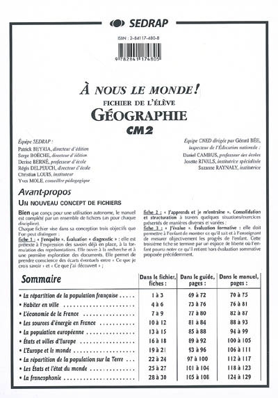 Géographie, CM2 : fichier de l'élève